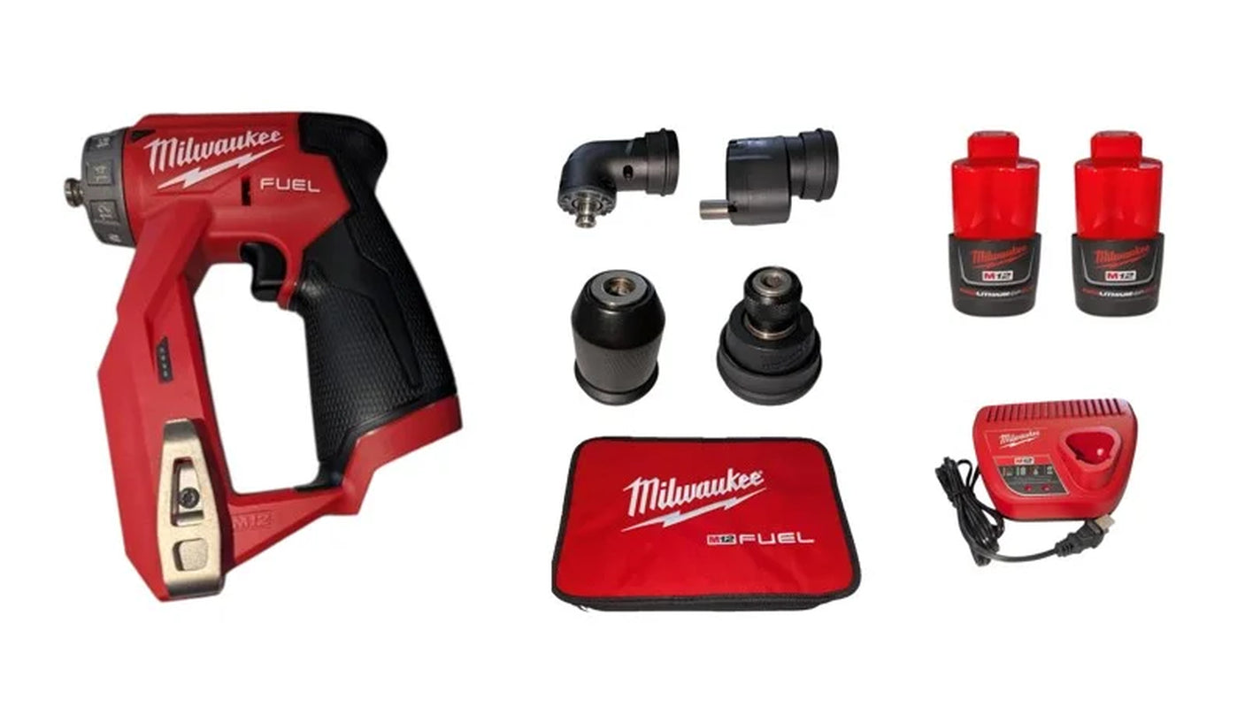 2505-22 M12 FUEL Installation Drill/Driver Kit – 4-In-1 Modular Design, 300 In-Lbs Torque, 16 Position Head, Brushless Motor, Compact Sized Power Tool Kit