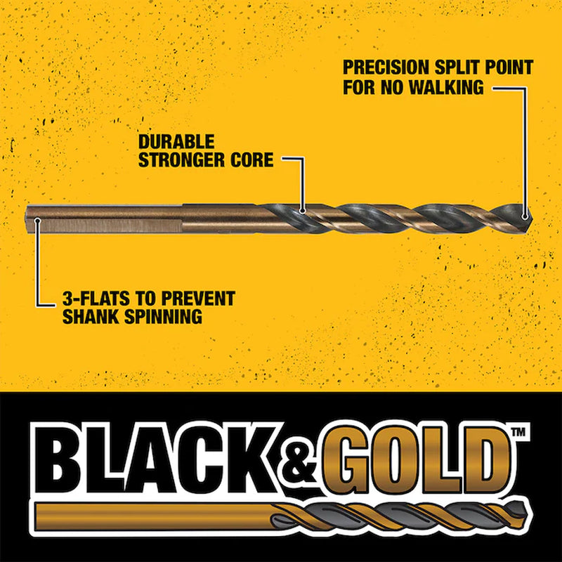 29 -Piece Assorted X Black and Gold Coated HSS Jobber Length Twist Drill Bit Set