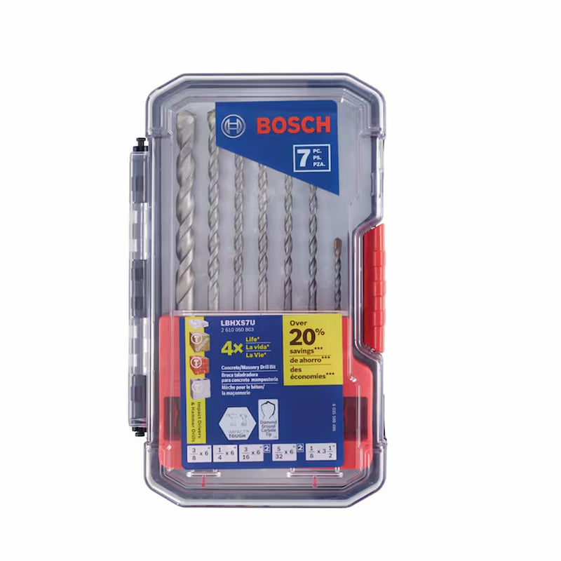 Impact Tough 7 -Piece High-Speed Steel Masonry Drill Bit Set for Hammer Drill
