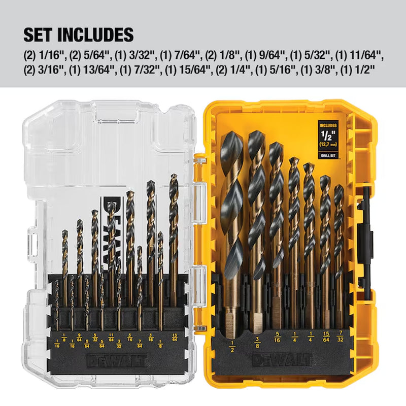 21 -Piece Assorted X Black and Gold Coated HSS Jobber Length Twist Drill Bit Set