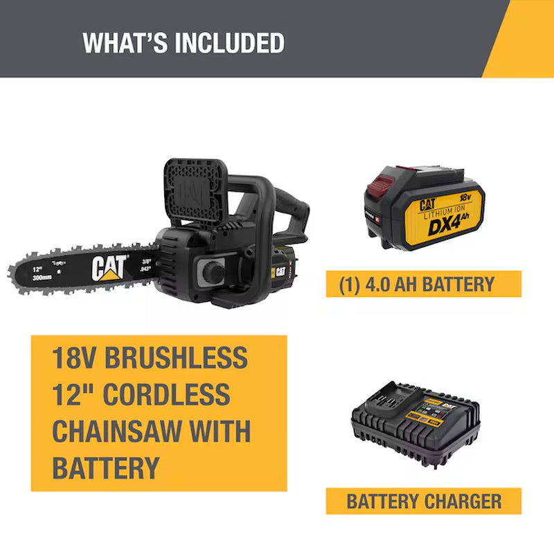 18-Volt 12-In Battery 4 Ah Chainsaw Battery Included Charger Included
