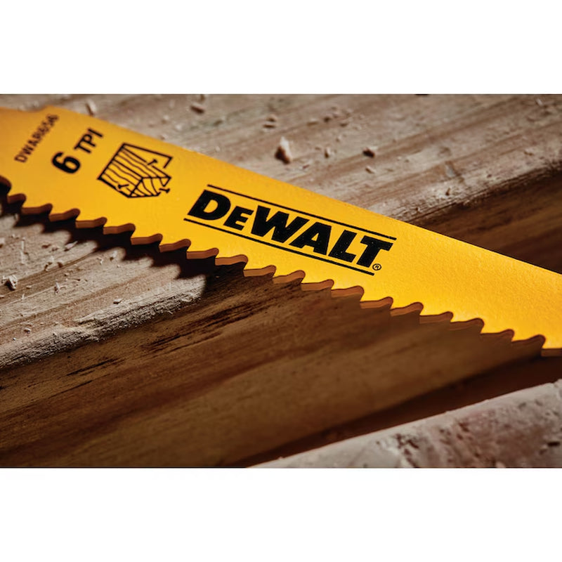 Bi-Metal 6-In 6 TPI Wood Cutting Reciprocating Saw Blade 5 -Pack