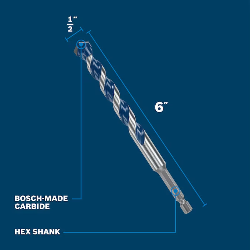 Blue Xtreme 1/2-In X 6-In Carbide Masonry Drill Bit for Hammer Drill