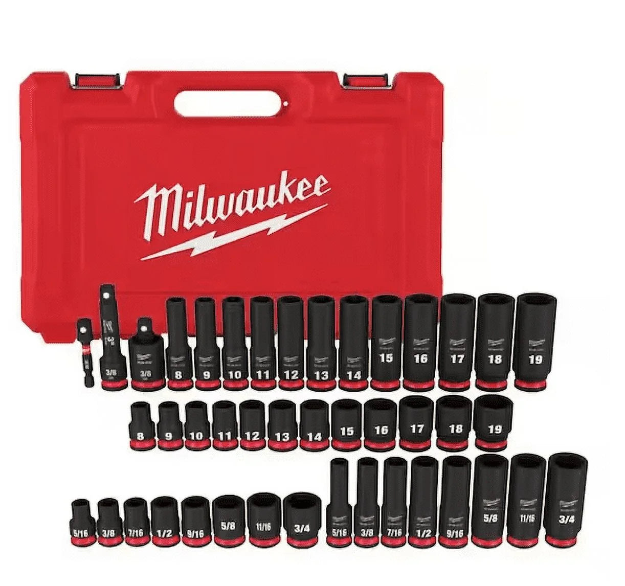 SHOCKWAVE 3/8 In. Drive SAE and Metric 6 Point Impact Socket Set (43-Piece)