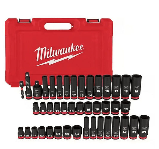 SHOCKWAVE 3/8 In. Drive SAE and Metric 6 Point Impact Socket Set (43-Piece)