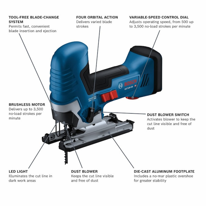 18-Volt Brushless Variable Speed Keyless Jigsaw (Battery Not Included)