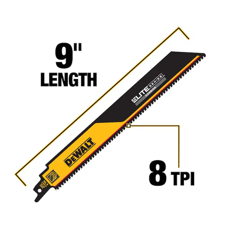 ELITE SERIES Carbide Tooth 9-In 8 TPI Thick Metal Cutting Reciprocating Saw Blade