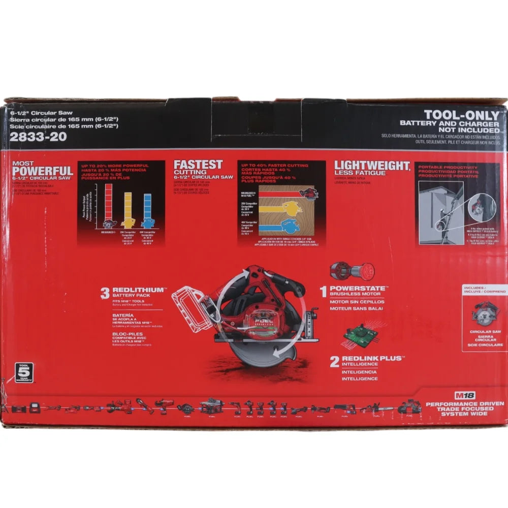 2833-20 6-1/2In Cordless Circular Saw, Tool Only