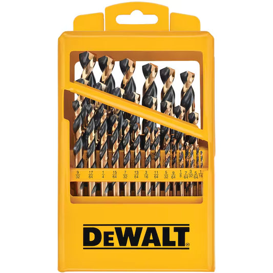 29 -Piece Assorted X Black and Gold Coated HSS Jobber Length Twist Drill Bit Set