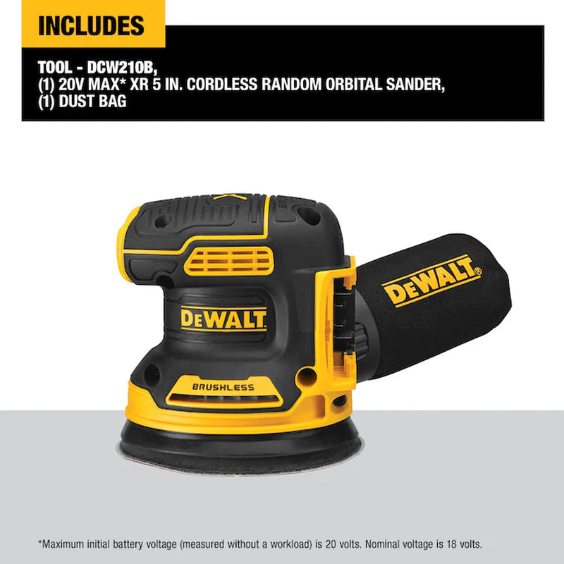 XR 20-Volt Brushless Variable Speed Random Orbital Cordless Sander with Dust Management