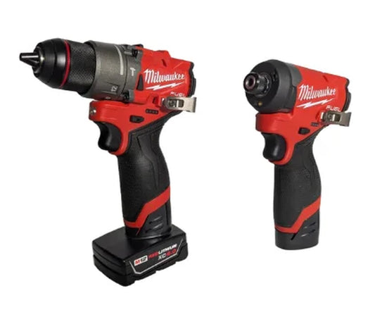 M12 FUEL 12V Lithium-Ion Brushless Cordless 2-Tool Combo Kit – 1/2" Hammer Drill & 1/4" Impact Driver with 2 Batteries, Charger & Bag (Model 3497-22)