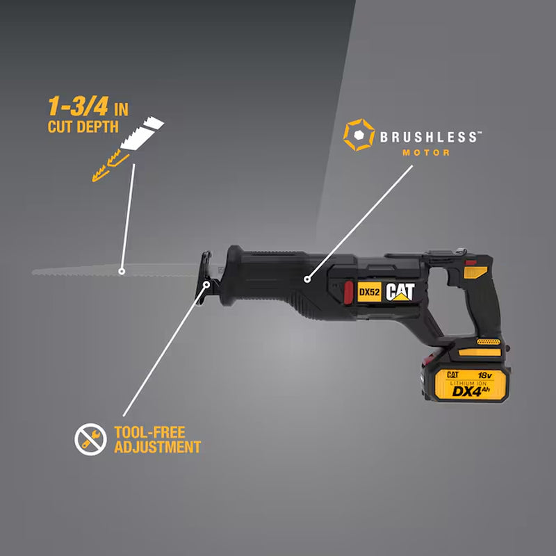 18-Volt Variable Speed Brushless Cordless Reciproing Saw ( Battery Included )