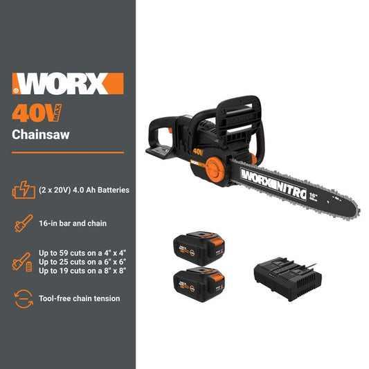 Nitro Power Share 40-Volt 16-In Battery 4 Ah Chainsaw Battery Included Charger Included