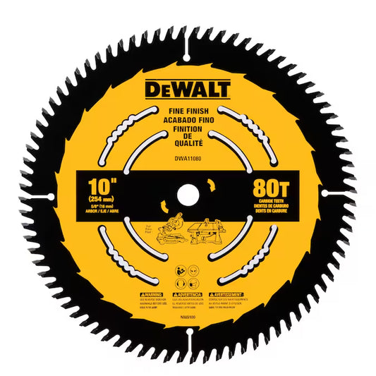 Large Diameter Saw Blades 10-In 80 -Tooth Fine Finish Tungsten Carbide-Tipped Steel Miter/Table Saw Blade Individual