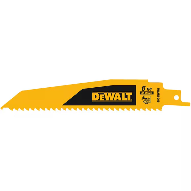 Bi-Metal 6-In 6 TPI Wood Cutting Reciprocating Saw Blade 5 -Pack