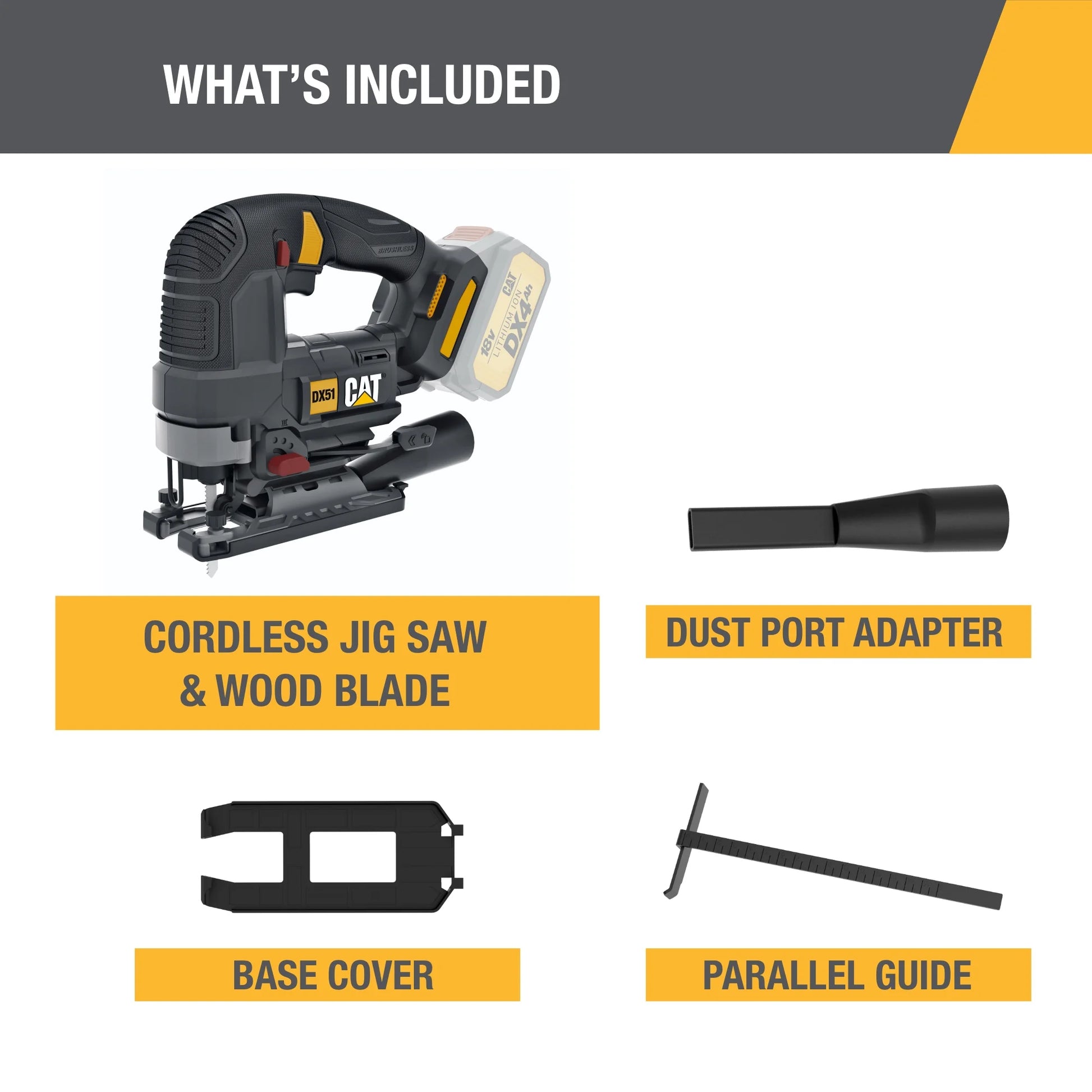 Caterpillar Cat® DX51B 18V 1 for ALL Cordless Jig Saw with Brushless Motor (Tool Only)