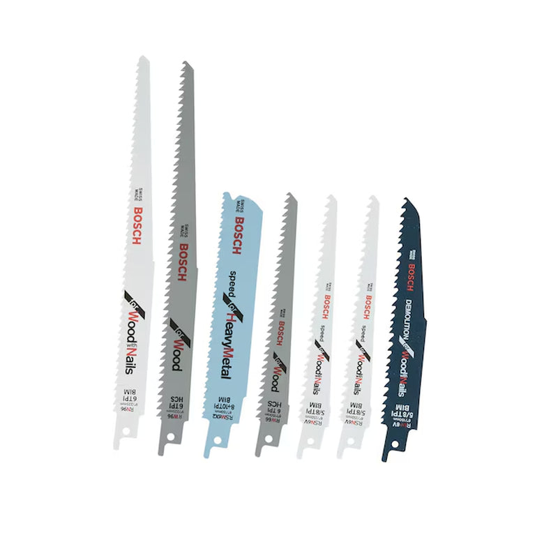 Bi-Metal Wood/Metal Cutting Demolition Reciprocating Saw Blade Set 7 -Pack