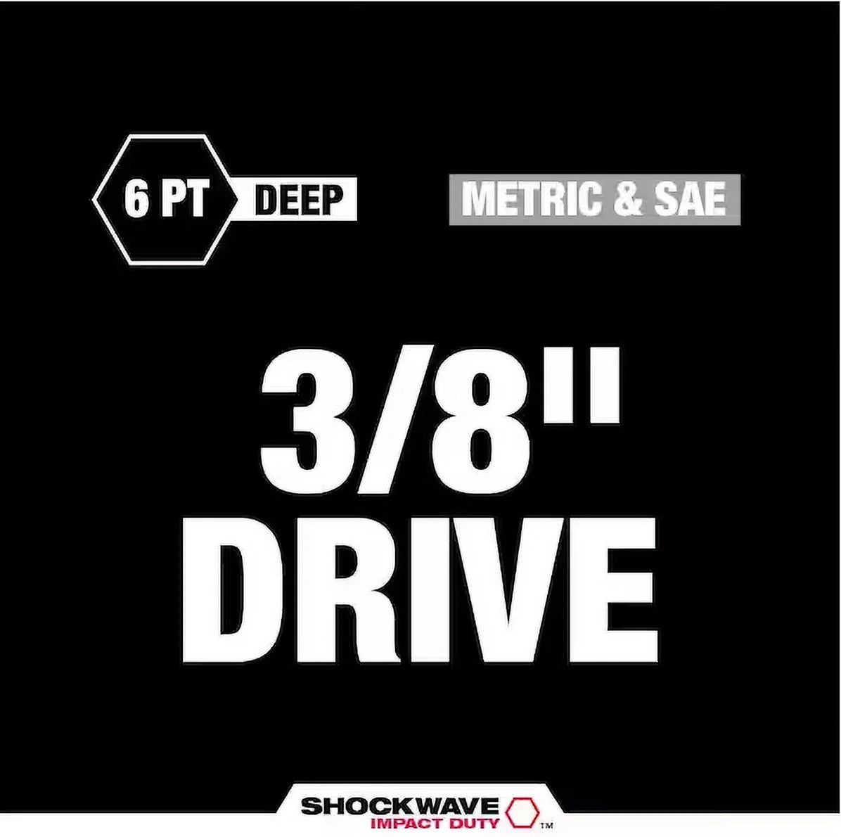SHOCKWAVE 3/8 In. Drive SAE and Metric 6 Point Impact Socket Set (43-Piece)