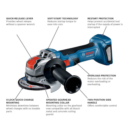 X-LOCK 4.5-In 18-Volt Sliding Switch Brushless Cordless Angle Grinder