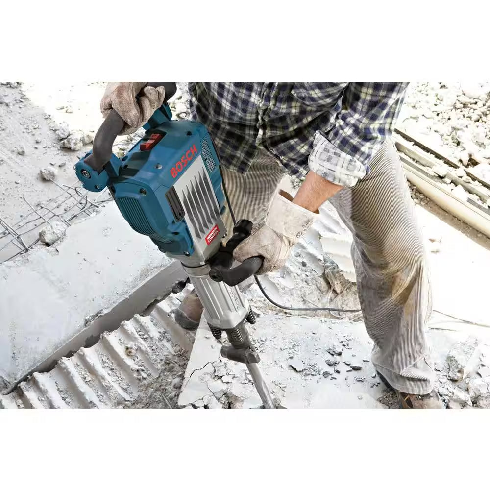 15 Amp 1-1/8 In. Corded Concrete Electric Hex Breaker Hammer Kit with Hard Carrying Case with Wheels