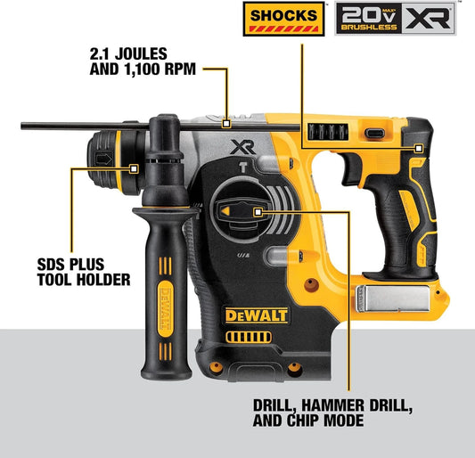 20V MAX SDS Rotary Hammer Drill, Cordless, 3 Application Modes, Bare Tool Only DCH273B