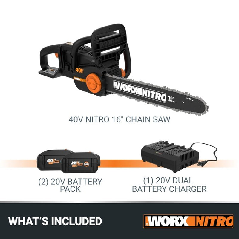 Nitro Power Share 40-Volt 16-In Battery 4 Ah Chainsaw Battery Included Charger Included