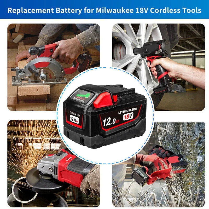2Pack 18V 12.0Ah Tool Battery Replacement for Milwaukee M18 Lithium XC 12Ah Battery