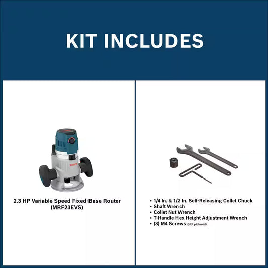 15 Amp 3-1/2 In. 2.3 HP Corded Electric Variable Speed Fixed Base Router Kit with Trigger Control