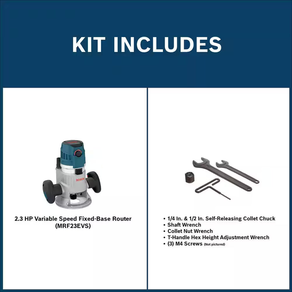 15 Amp 3-1/2 In. 2.3 HP Corded Electric Variable Speed Fixed Base Router Kit with Trigger Control