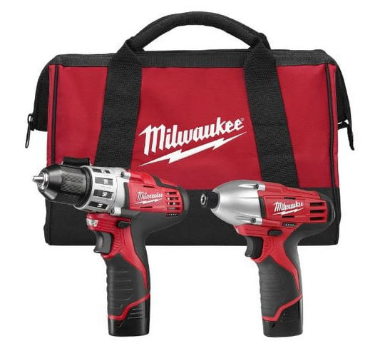 2494-22 M12 Cordless 3/8" Drill/Driver and 1/4" Hex Impact Driver Dual Power Tool Kit