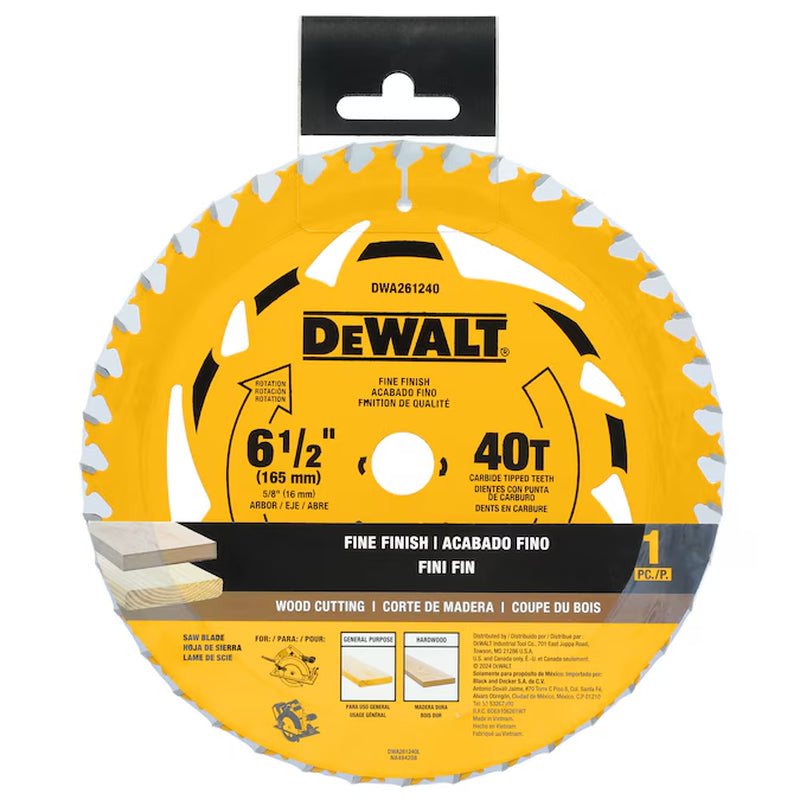 6-1/2-In 40 -Tooth Fine Finish Tungsten Carbide-Tipped Steel Circular Saw Blade Individual