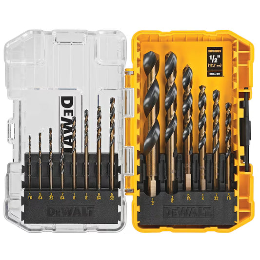 14 -Piece Assorted X Black and Gold Coated HSS Jobber Length Twist Drill Bit Set