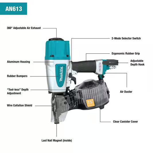 Pneumatic 2-1/2 In. 15° Siding Coil Nailer