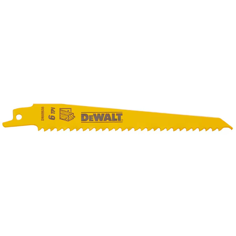 Bi-Metal 6-In 6 TPI Wood Cutting Reciprocating Saw Blade