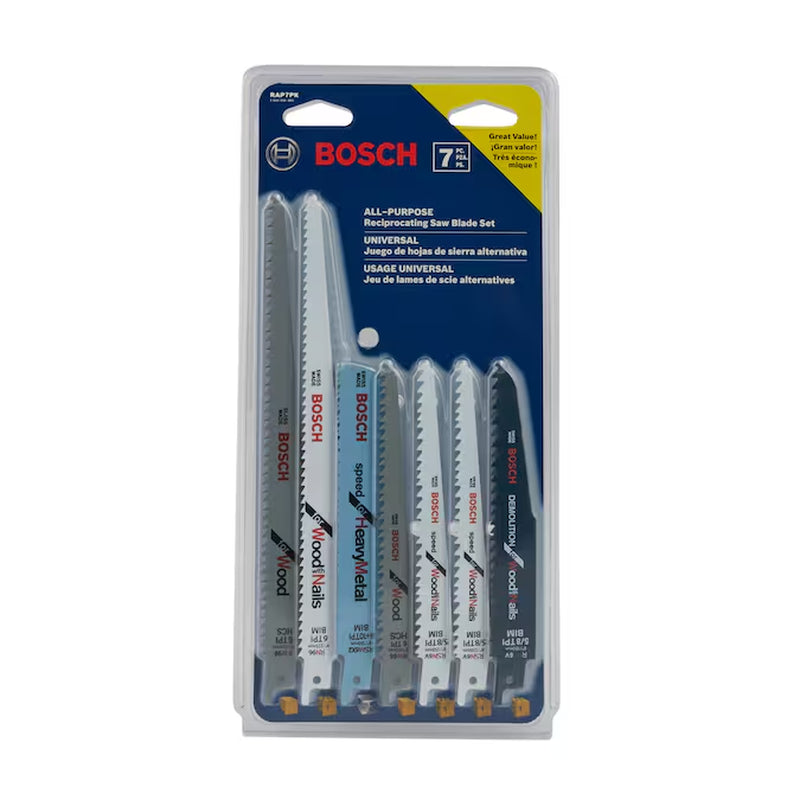 Bi-Metal Wood/Metal Cutting Demolition Reciprocating Saw Blade Set 7 -Pack