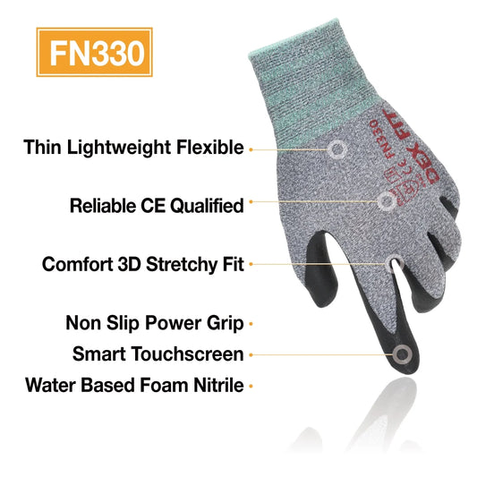 DEXFIT FN330 Grey Multipurpose Nitrile Coated Work Gloves (Firm Grip, Durable, Small) - 1 Pair