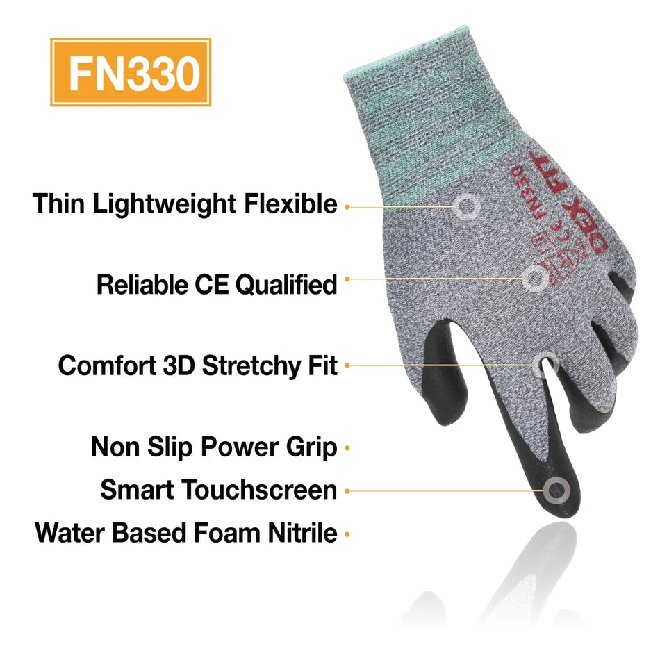 DEXFIT FN330 Grey Multipurpose Nitrile Coated Work Gloves (Firm Grip, Durable, Small) - 1 Pair