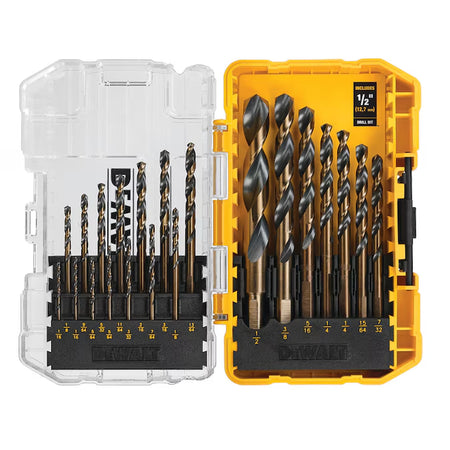 21 -Piece Assorted X Black and Gold Coated HSS Jobber Length Twist Drill Bit Set