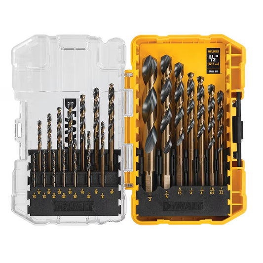 21 -Piece Assorted X Black and Gold Coated HSS Jobber Length Twist Drill Bit Set