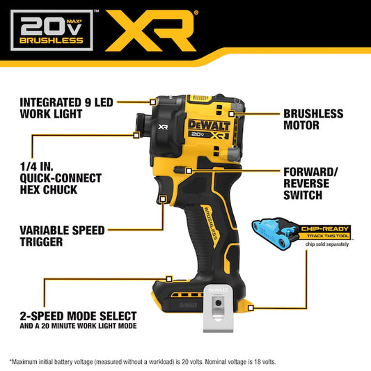 XR Quiet Hydraulic 20-Volt Max 1/4-In Brushless Cordless Impact Driver (Battery Not Included and Charger Not Included )