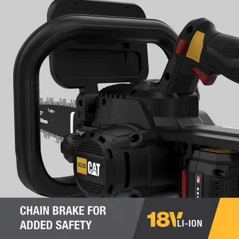 CAT DG230 18V Brushless 12” Chainsaw with Tool-Free Chain Tensioning, Electric Chainsaw Cordless with Inertia Chain Brake – Battery & Charger Included
