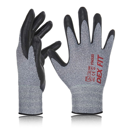 DEXFIT FN330 Grey Multipurpose Nitrile Coated Work Gloves (Firm Grip, Durable, Small) - 1 Pair