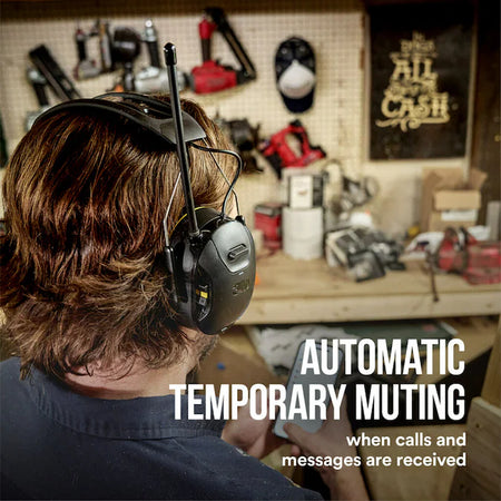 Worktunes Wireless Hearing Protector Reusable Cordless Hearing Protection Earmuffs with AM/FM Radio Bluetooth Compatibility 26 Db Noise Reduction Rating