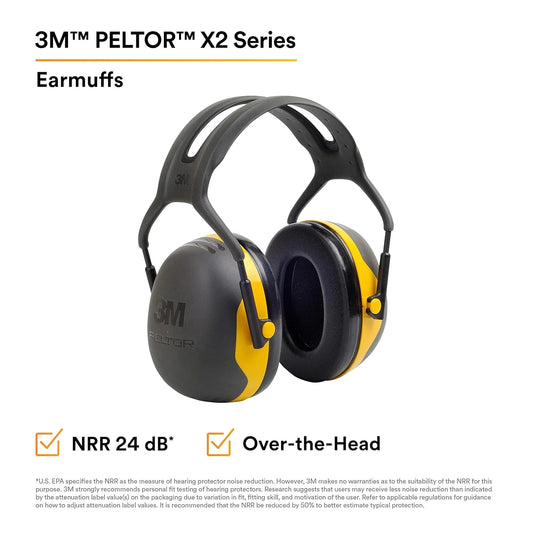 Peltor Black and Yellow Model X2A/37271(AAD) Over-The-Head Hearing Conservation Earmuffs