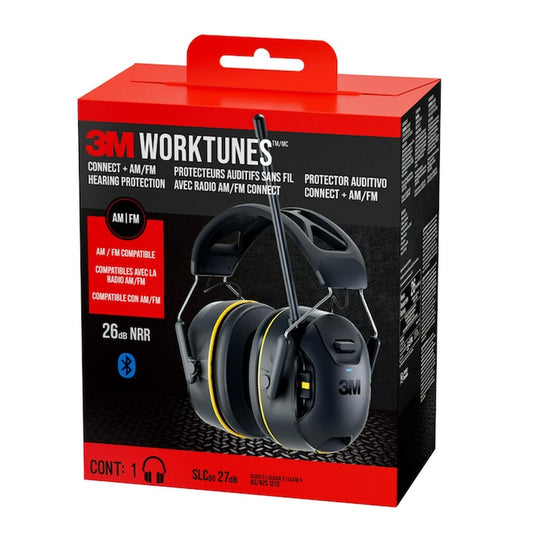Worktunes Wireless Hearing Protector Reusable Cordless Hearing Protection Earmuffs with AM/FM Radio Bluetooth Compatibility 26 Db Noise Reduction Rating