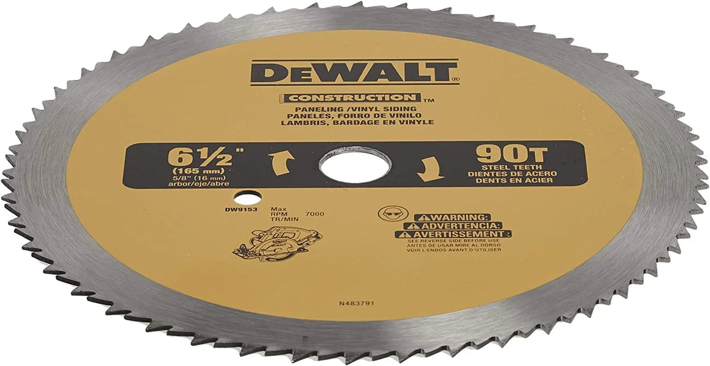 Circular Saw Blade, 6 1/2 Inch, 90 Tooth, Vinyl Cutting DW9153