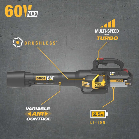 60-Volt 700-CFM 135-MPH Battery Handheld Leaf Blower 2.5 Ah