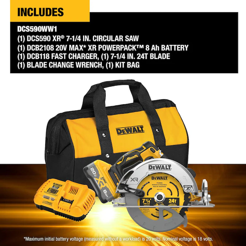 XR 20-Volt Max 7-1/4-In Brushless Cordless Circular Saw Kit ( Battery Included )