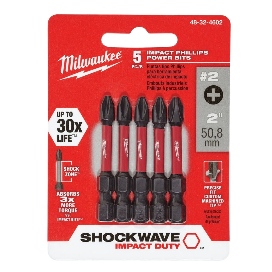 Electric or Electrical Tool 48-32-4602 Shockwave #2 Phillips Insert Bit, 2-In., 5-Pk.