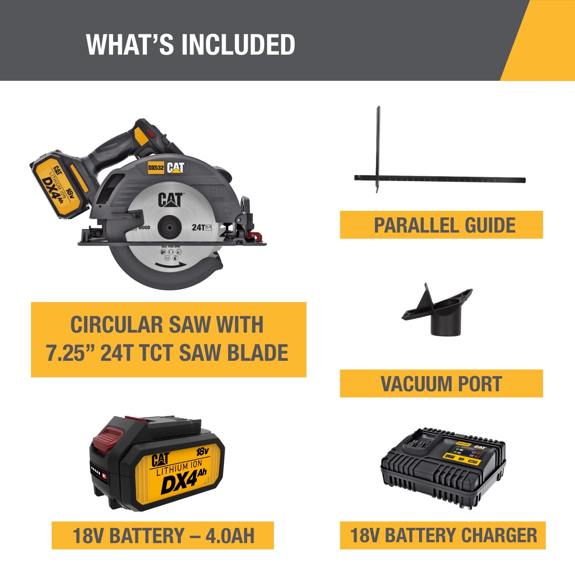 Caterpillar Cat® DX532 18V 1 for ALL 7-1/4” Cordless Circular Saw with Brushless Motor